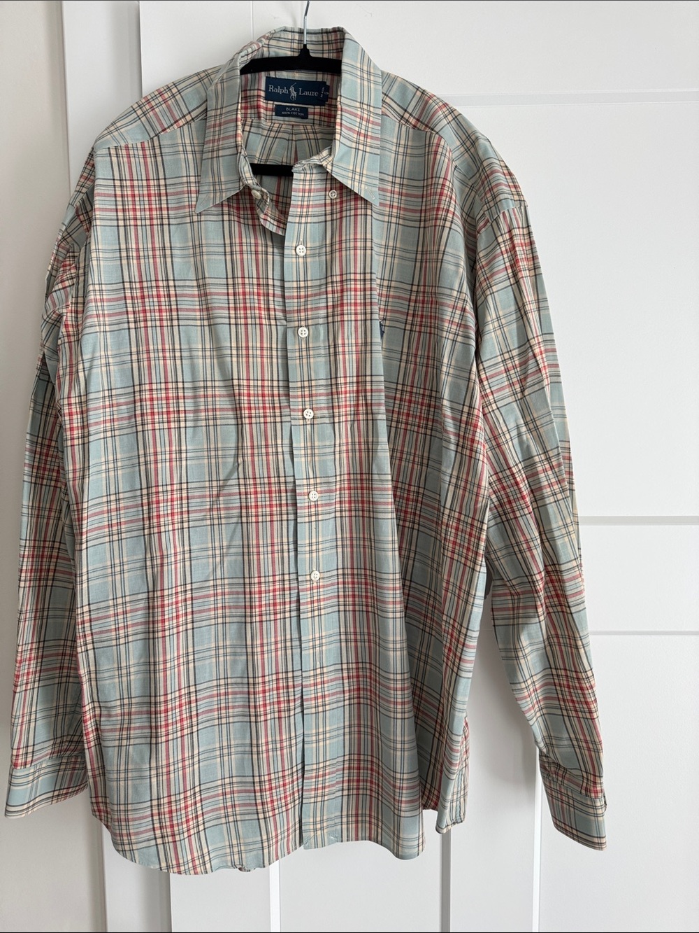 Ralph Lauren Light Blue, Red & Cream Plaid Button-Down Shirt
